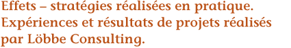 Effets  stratgies raliss en pratique. Expriences et rsultats de projets raliss par Lbbe Consulting