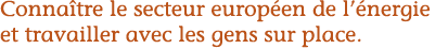 connaître le secteur européen de l'énergie et travailler avec les gens sur place